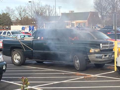 ADPS saves dog from truck fire; Source: PETA