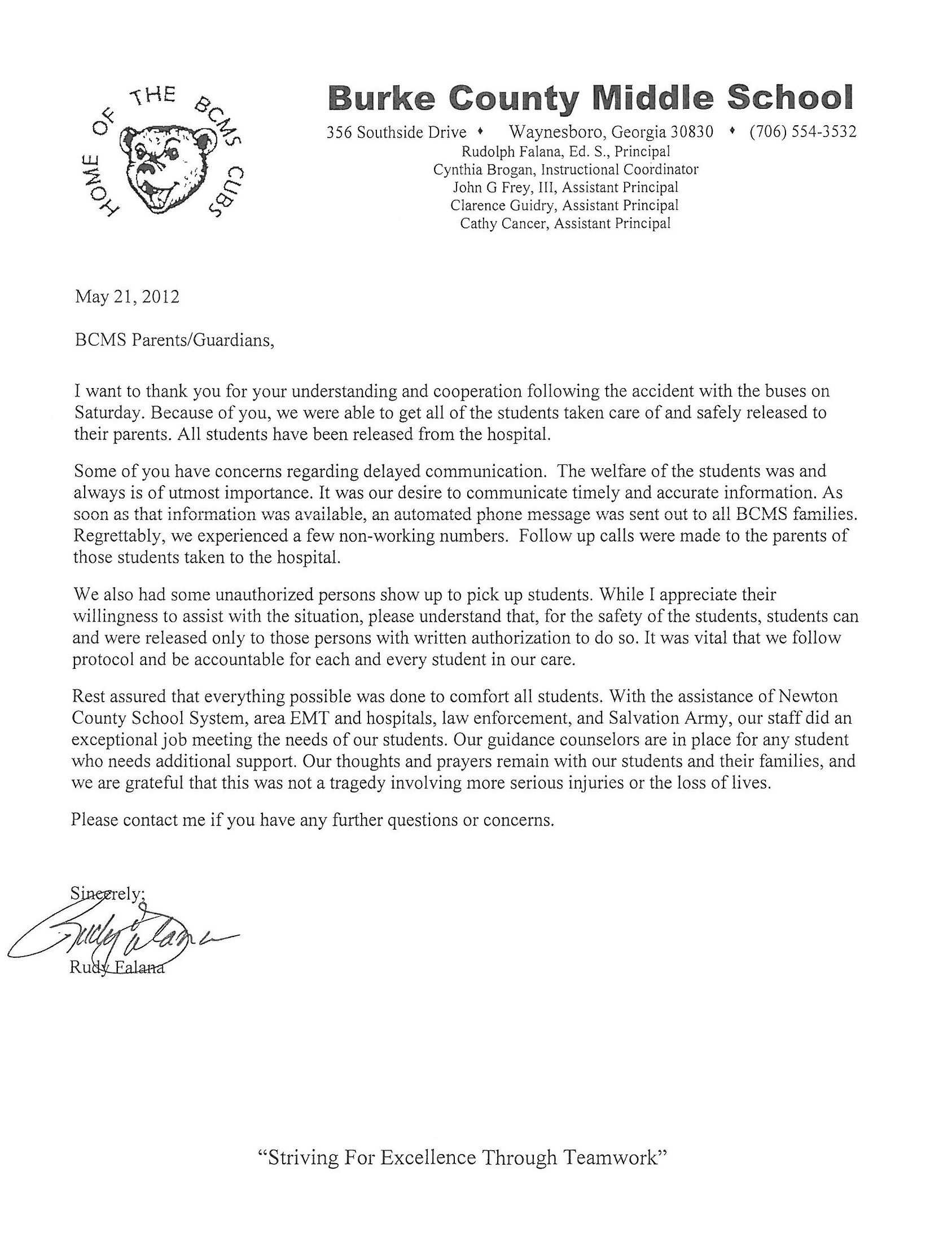 home following bus crash update burke county parents get letter home ...