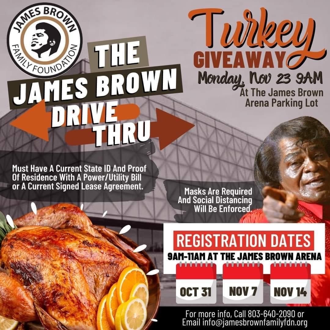 James Brown Turkey Giveaway registration coming up WFXG