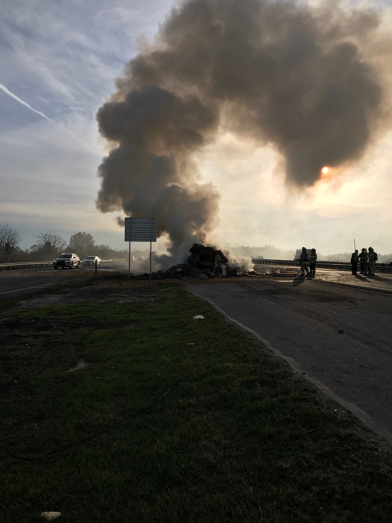 TRAFFIC ALERT Tractor trailer on fire at I520 and Doug Bernard Pkwy. WFXG