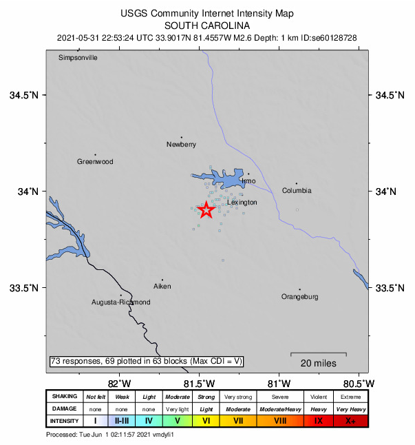 A 2.6 magnitude earthquake strikes near Lexington