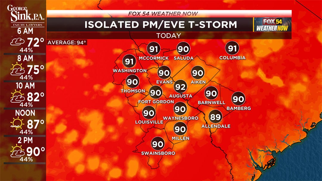 Weather Now Forecast Humid with PM Storms WFXG