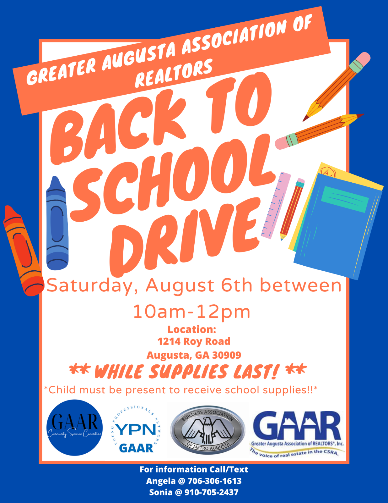 Greater Augusta Association of Realtors back-to-school drive 2022