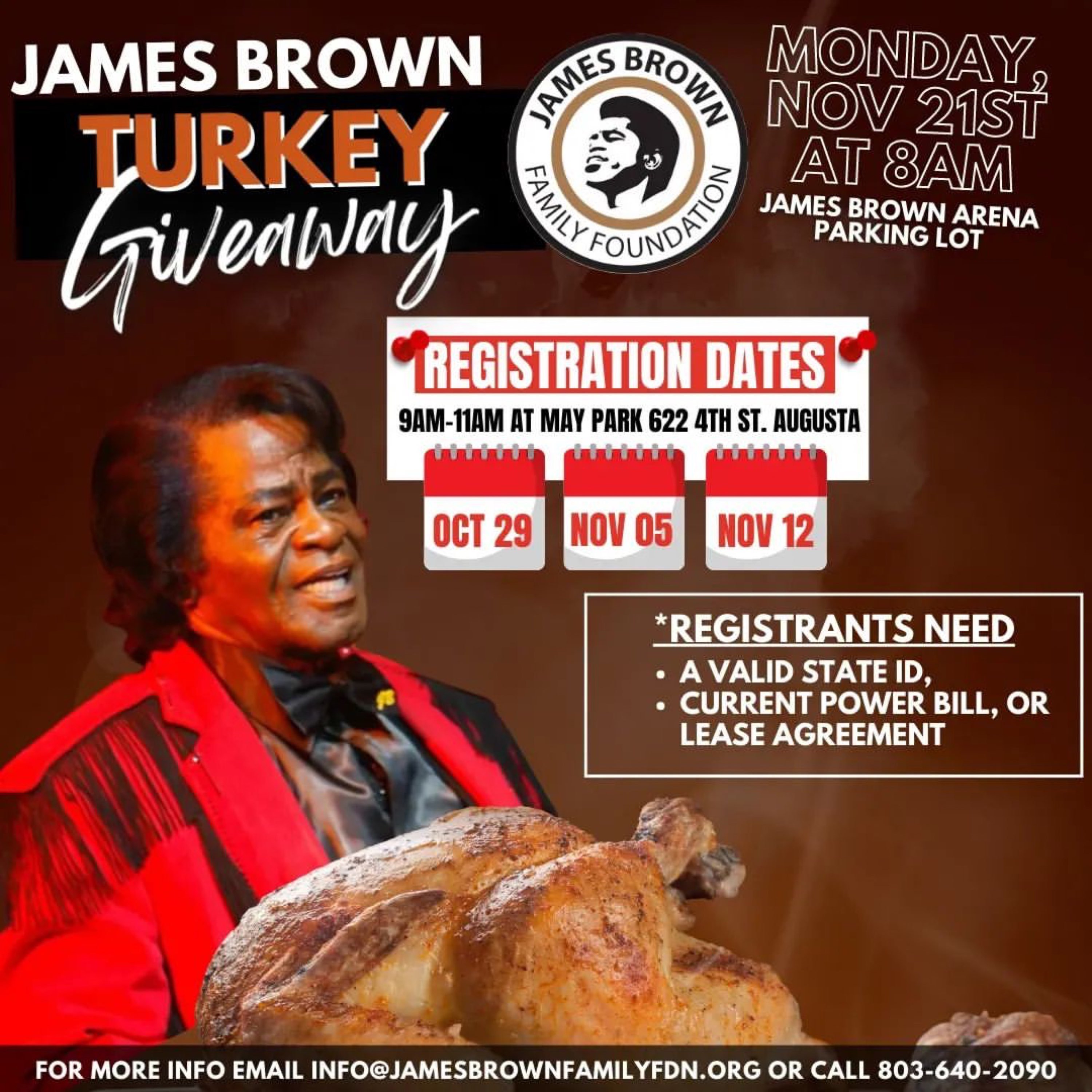 2022 James Brown Turkey Giveaway dates announced WFXG