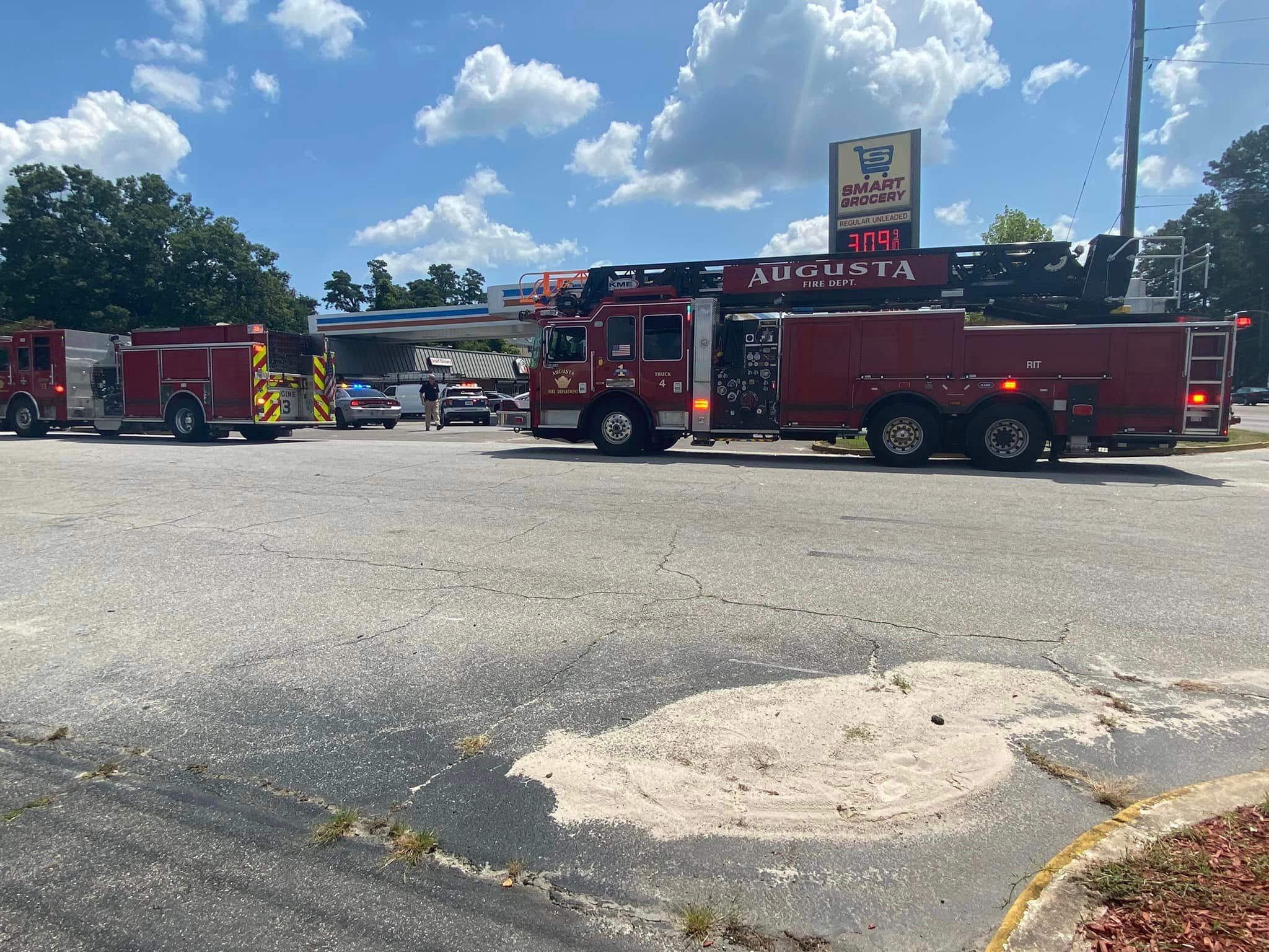 Augusta Fire EMA help with gunshot victim at gas station on Wrightsboro