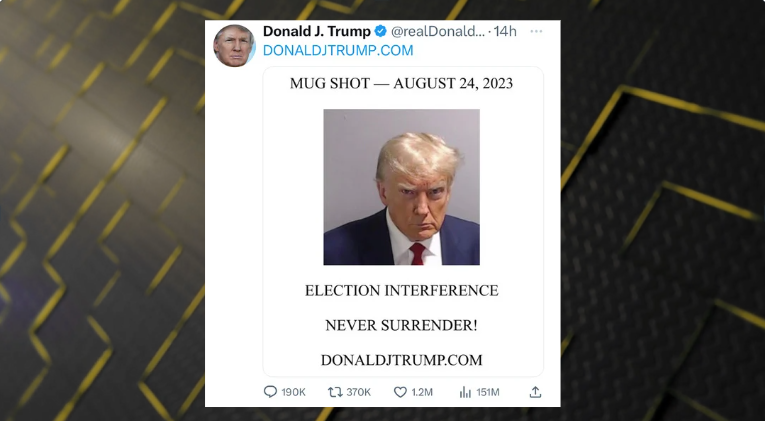 Trump Returns To Site Formerly Known As Twitter Posts His Mug Shot Shortly After Georgia 